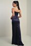 Women's Strapless Front Underwire Lined Satin Long Dress - 4