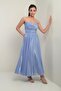 Women's Degaje Strapless Neckline Lined Organza Satin Midi Dress - 2