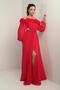 Women's Floral Madonna Collar Belted Lined Chiffon Long Dress - 2