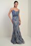 Women's Bead-Stone Detailed Lined Underwire See-Through Long Dress - 2