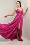 Lined Glitter Long Evening Dress with Rope Straps
