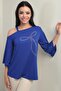 Women's One Shoulder Bow Stone Printed Lycra Blouse