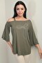 Women's One Shoulder Bow Stone Printed Lycra Blouse