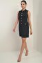 Women's Double Pocket Button Detailed Sleeveless Short Dress - 2