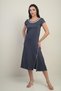 Women's Madonna Collar Piping Detailed Slit Crystal Long Dress