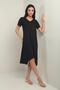 Women's V-Neck Back Angel Wing Chain Detail Asymmetrical Midi Dress