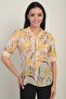 Women's Large Floral Patterned Sleeve Fold Shirt