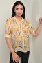 Women's Large Floral Patterned Sleeve Fold Shirt - 3