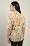 Women's Large Floral Patterned Sleeve Fold Shirt - 4
