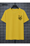 Scary Wolf Printed Cotton Men's Yellow T-Shirt-Black Shorts Set - 3