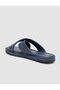 100% Genuine Leather Navy Blue Men's Slippers - 5
