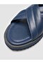 100% Genuine Leather Navy Blue Men's Slippers - 7