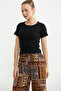 Buttoned Short Sleeve Basic T-Shirt - Black - 4