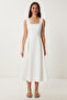 A-Line Midi Woven Dress Ecru Lwf0026
