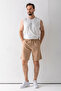 Men's Adjustable Waist Double Pocket Shorts Beige - 9239 - 5