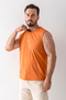 Men's Crew Neck John Borners Printed Sleeveless T-Shirt Orange - 2752 - 3