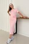 Women's Pink Modal Fabric Side Tie Detail Slit Dress - 5