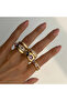 Liorre - 6 Pieces Zircon Lilac Stone Stylish Design Multiple Adjustable Gold Ring Set - 5