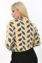 Women's Gray Yellow Retro Pattern Plus Size Half Turtleneck Body - 6
