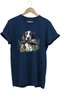Hunting Hunting Dog and Duck Printed 100% Cotton Regular Fit Crew Neck Premium Navy Blue T-Shirt