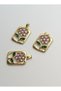 Gold Color Steel Chain Necklace – 30X18 mm Oval Pendant – Flower and Pearl Detailed Design