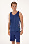 Men's Regular Fit Light Navy Blue Crew Neck Sleeveless T-Shirt 50299524-Vr059