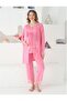 Maternity Pajama Set with Lace Detail and Openable Collar with Buttons, 3 Pieces - 2