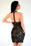 Black Lined Lace Fabric Halter Neck Mini Dress 2108 - 5