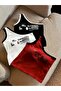 Women's Burgundy White Black United Resictanse Printed One Sleeve Crop Blouse