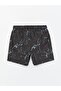 Black Printed Boys' Swim Shorts with Elastic Waist - 2