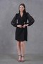 New Season Pleated Double Breasted Jacket Collar Sleeves Tulle Wrap Cut Black Women's Dress 24K2169 - 5