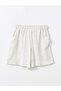 Women's Shorts with Elastic Waist Striped Linen Blend - 5