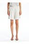 Women's Shorts with Elastic Waist Striped Linen Blend - 2