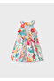 Girl's Printed Floral Dress - Cream - 2