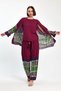 Women's Plum Striped Athlete Kimono and Pants Woven Viscon Bottom Top Set Hzl25S-Vm110421 - 3