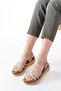 730-138 Beige Knitted Genuine Leather Orthopedic Sole Women's Sandals - 2