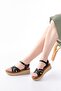 730-138 Black Knitted Genuine Leather Orthopedic Sole Women's Sandals
