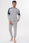 Men's Pajama Set with Cuffs, Long Sleeves, Crew Neck and Pockets