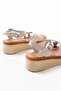 730-138 Beige Knitted Genuine Leather Orthopedic Sole Women's Sandals - 5