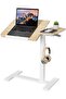 ETHU Height-Adjustable Rolling Laptop Desk, Multifunctional Overbed Table with Tilting Desktop and R - 2