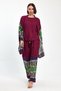 Women's Plum Striped Athlete Kimono and Pants Woven Viscon Bottom Top Set Hzl25S-Vm110421