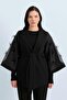 Jacket with Stone and Feather Detail on the Sleeves Black - 3