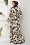Caned Buttoned Woven Viscose Dress 1560 - Brown - 5