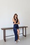 Women's Halter Neckline Chest Low Back Tie-Up Slit Dress - 3