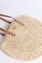 Beige Round Knitted Straw Bag with Signature Detail 1007 - 4