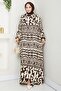 Caned Buttoned Woven Viscose Dress 1560 - Brown - 3