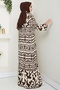 Caned Buttoned Woven Viscose Dress 1560 - Brown - 6