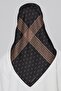 Nostalgia Series Silk Twill Scarf 8113D-06 Geometric Pattern Black - 4