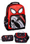 3-Piece Elementary School Spider-Man Printed School Bag with Lunch and Pen Holder for Boys