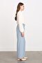 Elastic Waist Wide Leg Trousers Light Blue - 2